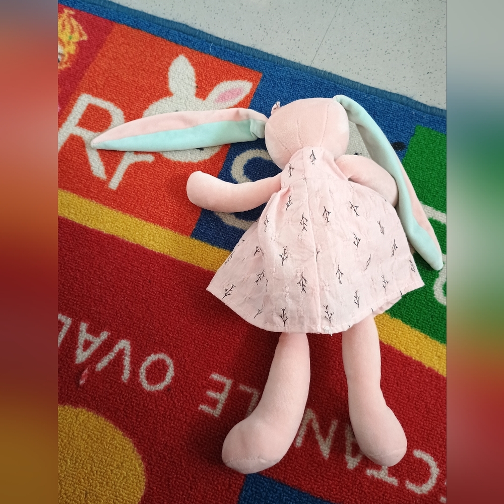 CooVs Bunny Rabbit bashful Long Ear Plush Easter Lovey Plush Toy With Dress 13in - Picture 8 of 14